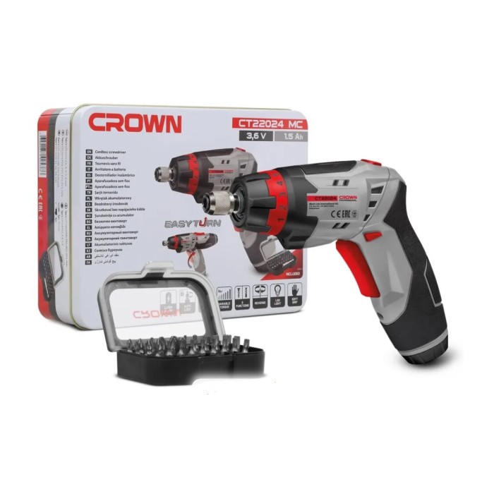Аккумуляторная отвертка CROWN CT22024 MC (набор насадок, подсветка, кейс)