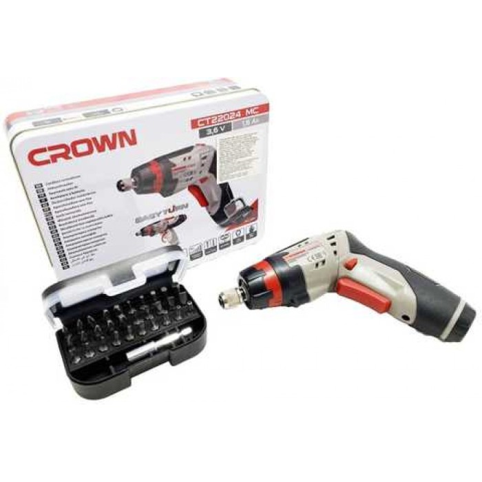Аккумуляторная отвертка CROWN CT22024 MC (набор насадок, подсветка, кейс)