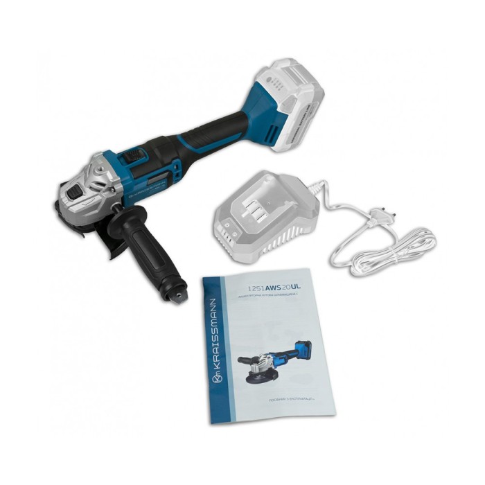 Аккумуляторная угловая шлифмашина KRAISSMANN 1251 AWS 20UL (20 В, без аккумулятора и зарядного устройства)