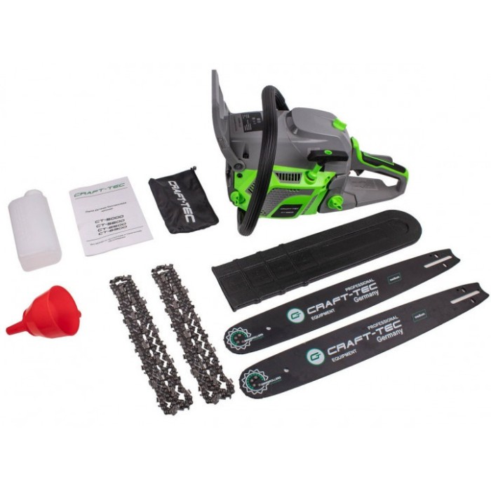 Бензопила Craft-tec CT-6900, 5.6 кВт, 7.6 л. с., 52 см3, шина 450 мм, бак 0.68 л., 2 шини, 2 ланцюги, праймер