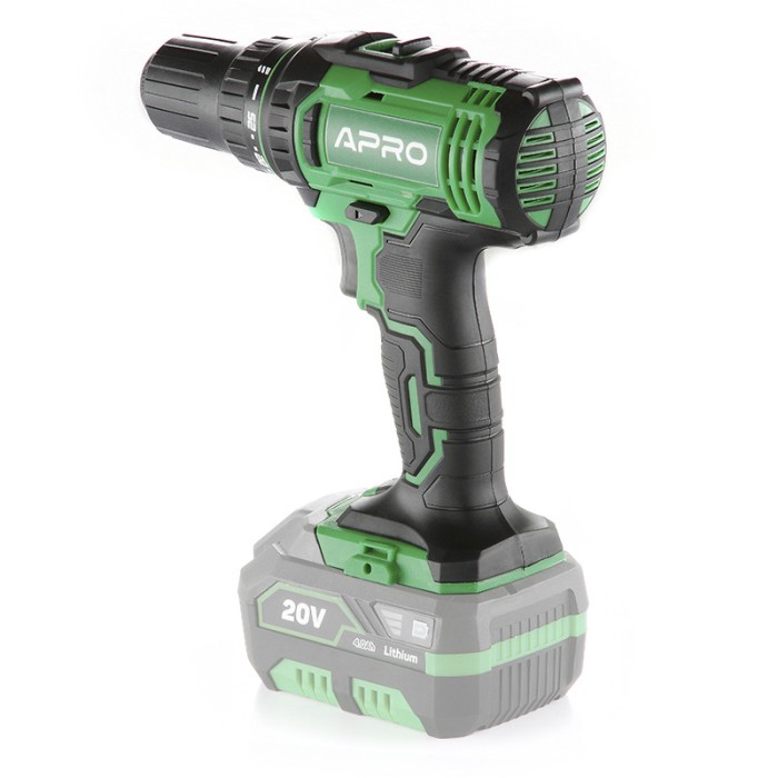 Дриль-шурупокрут акумуляторна APRO 20DK, 20 В, 2 швидкості, без АКБ, без ЗП, кейс