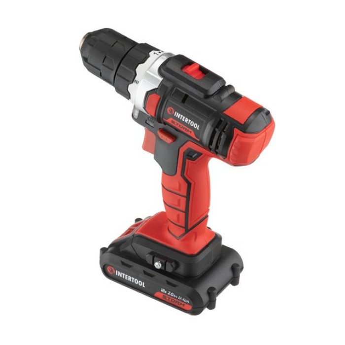 Дриль-шуруповерт акумуляторна INTERTOOL WT-0314, Li-Ion 18В, 25Nm, 2 швидкості, 2 акум 1.3 Ач