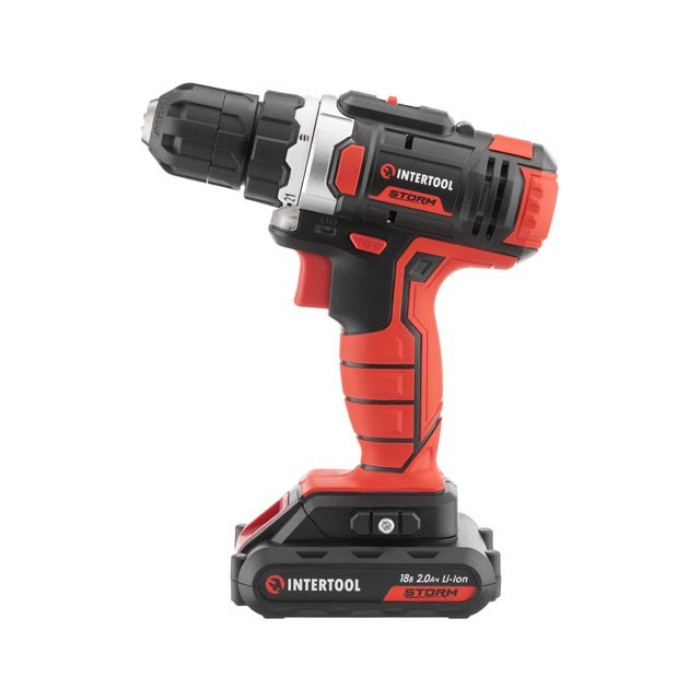 Дриль-шуруповерт акумуляторна INTERTOOL WT-0314, Li-Ion 18В, 25Nm, 2 швидкості, 2 акум 1.3 Ач
