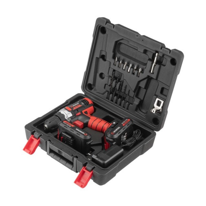 Дриль-шуруповерт акумуляторна INTERTOOL WT-0314, Li-Ion 18В, 25Nm, 2 швидкості, 2 акум 1.3 Ач
