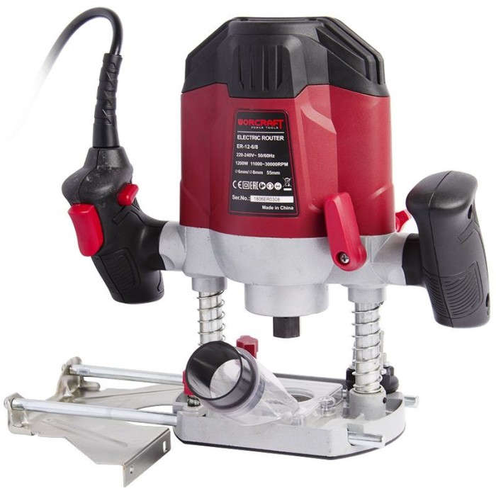 Фрезер електричний Worcraft ER12-6/8, 1200 Вт, 11000-30000 об/хв, хід фрези 55 мм, цанга 6,8 мм