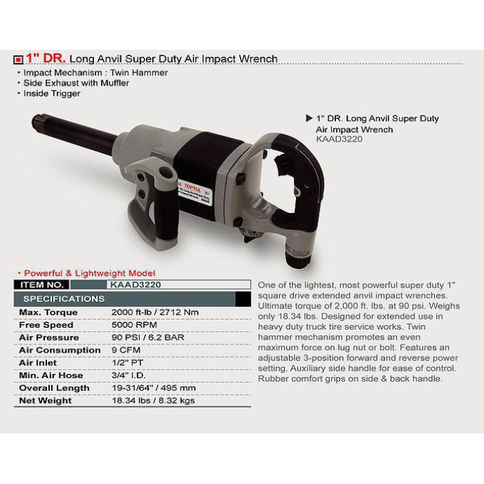 Гайковерт пневматичний для вантажних автомобілів TOPTUL KAAD3220 (1