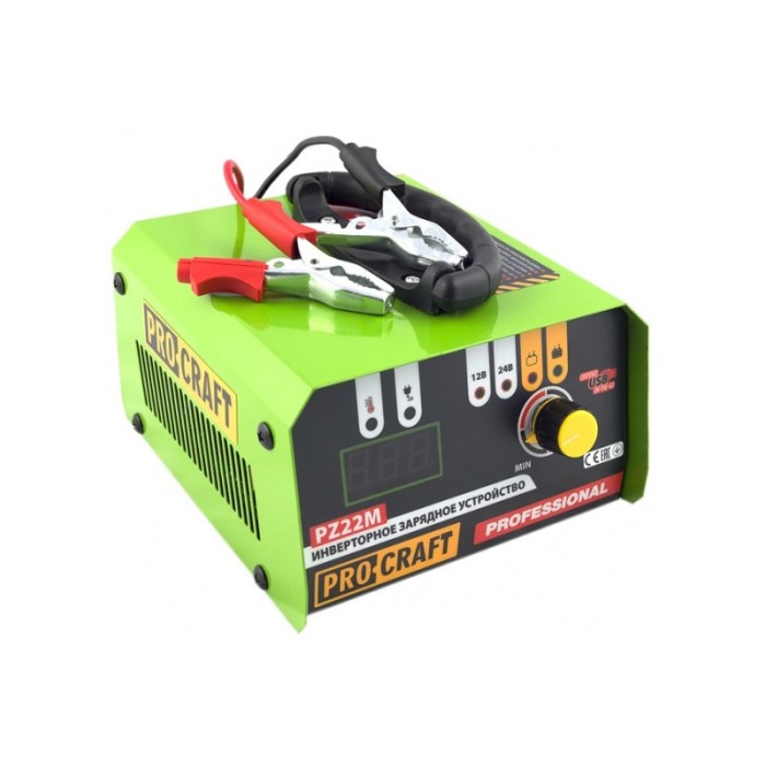 Инверторное зарядное устройство Proсraft PZ-22М, 520 Вт, 12/24 В, ток зарядки 20 А