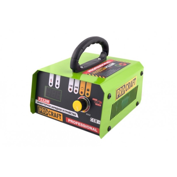Инверторное зарядное устройство Proсraft PZ-22М, 520 Вт, 12/24 В, ток зарядки 20 А