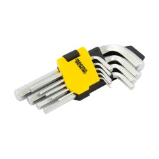 Ключи шестигранные MasterTool 75-0955, набор 9 шт CrV короткие (1,5-10мм L45-112мм)