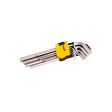 Ключи шестигранные MasterTool 75-0956, набор 9 шт CrV удлиненные (1,5-10мм L74-172мм)