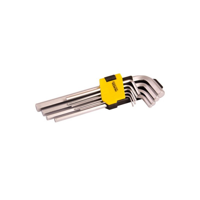 Ключи шестигранные MasterTool 75-0956, набор 9 шт CrV удлиненные (1,5-10мм L74-172мм)