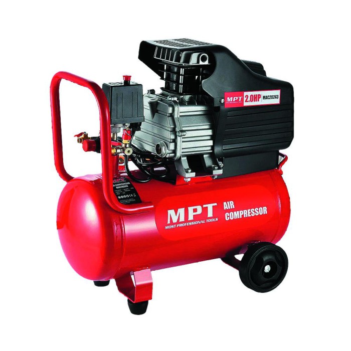 Компресор MPT MAC20243 PROFI, 24 л, 1500 Вт/2 л. с., 2850 об/хв, 100 л/хв, 8 атм, 2 виходи, мід обмотка