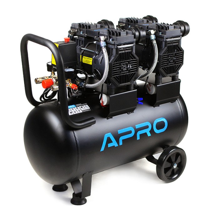 Компресор чотиркейхциліндровий безоливний 2х1.5 кВт 475 л/хв 8бар 50 л APRO
