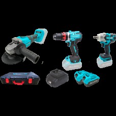 Набір акумуляторних інструментів Grand в кейсі: болгарка МШУ-20BL/PRO; шуруповерт ДА-20UBL; гайковерт АГ-500UBL Набір акумуляторних інструментів Grand в кейсі: болгарка МШУ-20BL/PRO; шуруповерт ДА-20UBL; гайковерт АГ-500UBL