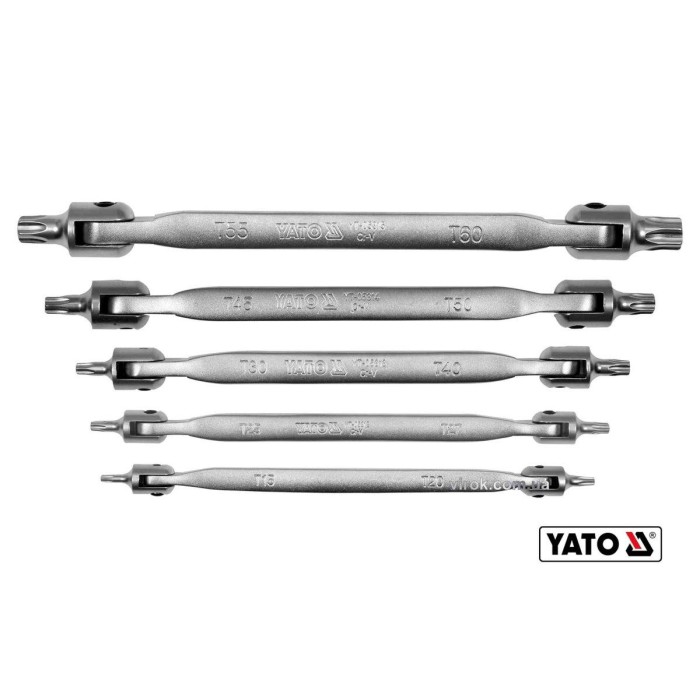 Набір ключів TORX двосторонніх на шарнірах YATO YT-05320, Т15-Т60 Cr-V 5 шт