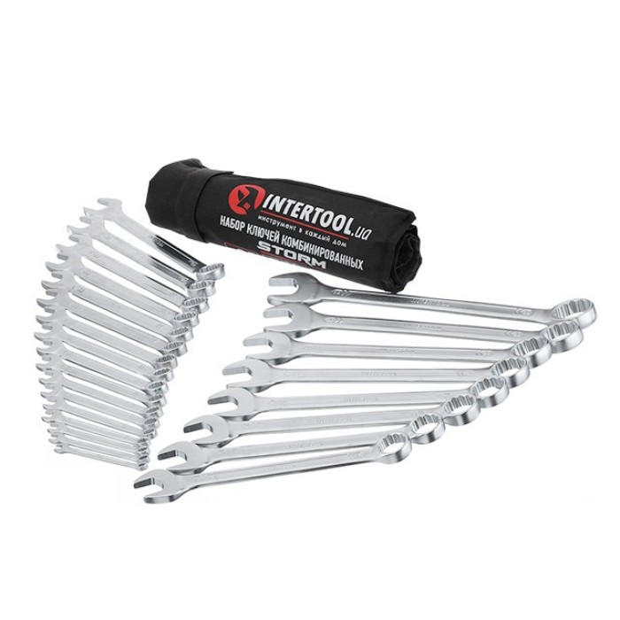 Набір ключів комбінованих INTERTOOL XT-1000, 25 шт. 6-28,30,32 мм; DIN3113, STORM