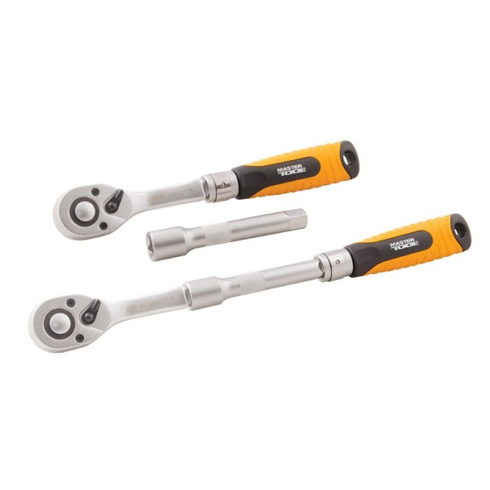 Набор насадок торцевых MasterTool 78-1213, PROFI CrV 1/2” 10- 24 мм, удлиняющаяся трещотка 72Т, 12 шт