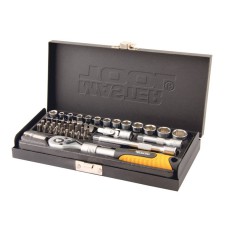 Набор насадок торцевых MasterTool 78-2045 PROFI, CrV 1/4” 4-13 мм, трещотка 72Т, 45 шт, мет. кейс