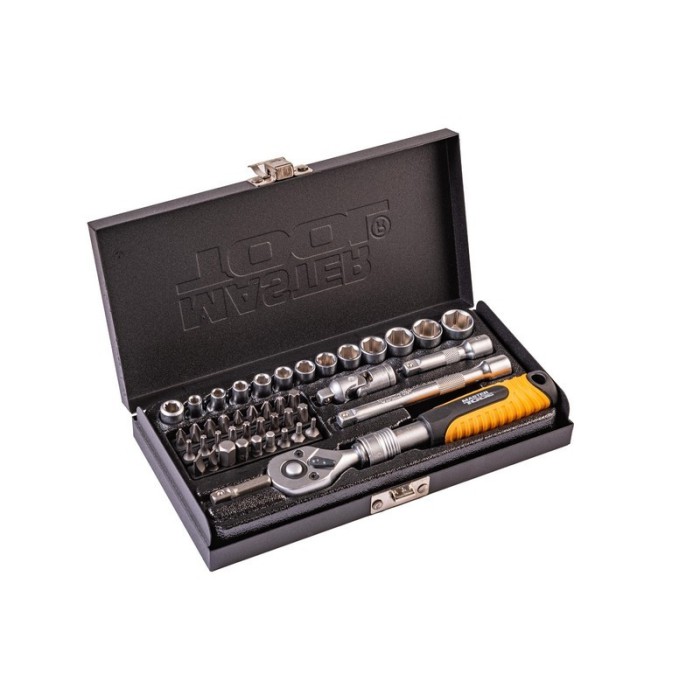 Набор насадок торцевых MasterTool 78-2045 PROFI, CrV 1/4” 4-13 мм, трещотка 72Т, 45 шт, мет. кейс