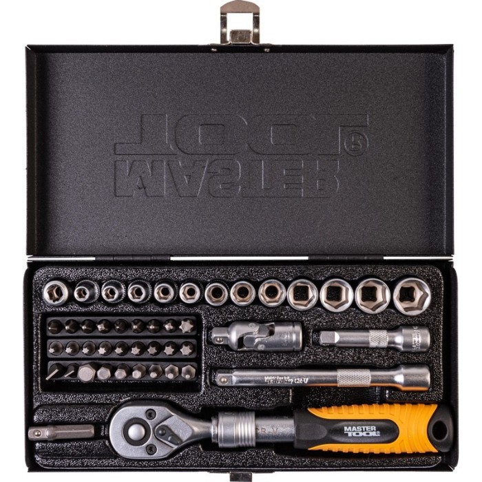 Набор насадок торцевых MasterTool 78-2045 PROFI, CrV 1/4” 4-13 мм, трещотка 72Т, 45 шт, мет. кейс