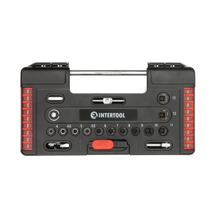 Набір отверточних насадок і головок з тріскачкою INTERTOOL VT-3657, 57 од. STORM