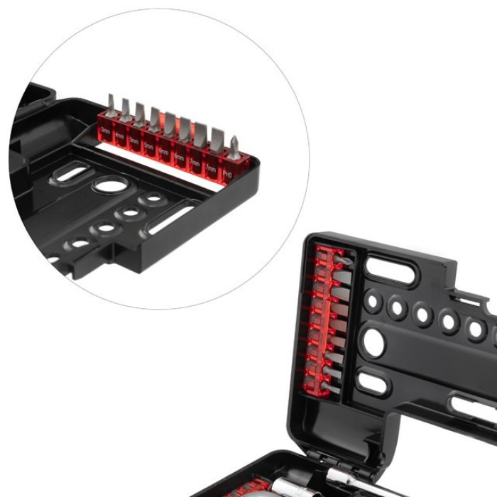 Набір отверточних насадок і головок з тріскачкою INTERTOOL VT-3657, 57 од. STORM