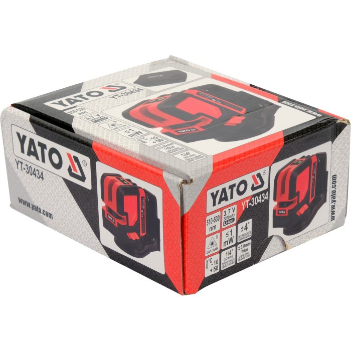 Нівелір лазерний самонівелюючий YATO YT-30434: точність- ±3 мм/ 10 м, верт./гориз. промені