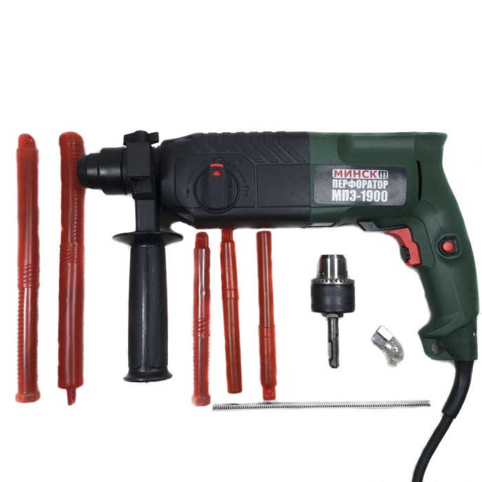 Перфоратор прямий Мінськ МПЕ-1900, SDS-Plus, 1900 Вт, 3 Дж, 4050 уд/хв, 870 об/хв, 3 режими, кейс Перфоратор прямий Мінськ МПЕ-1900, SDS-Plus, 1900 Вт, 3 Дж, 4050 уд/хв, 870 об/хв, 3 режими, кейс