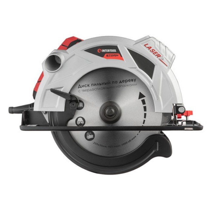 Пила дисковая INTERTOOL WT-0623, 2000 Вт, 5000 об/мин, глубина распила 85-56 мм, диск 235*30 мм, лазер
