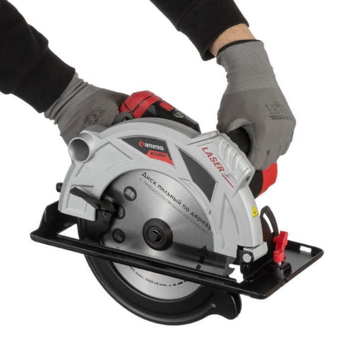 Пила дисковая INTERTOOL WT-0623, 2000 Вт, 5000 об/мин, глубина распила 85-56 мм, диск 235*30 мм, лазер