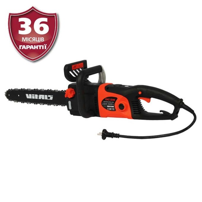 Пила електрична Vitals Master EKZ 2440, 2400 Вт, швидкість ланцюга 14 м/с, шина і ланцюг Oregon