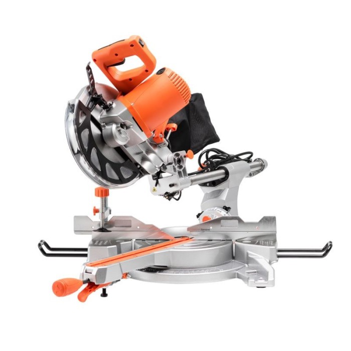 Пила торцювальна Tekhmann TMS-2425, 2400 Вт, 4000 об/хв, диск 255 мм, лазерний маркер, протяжка, пропил 75 мм