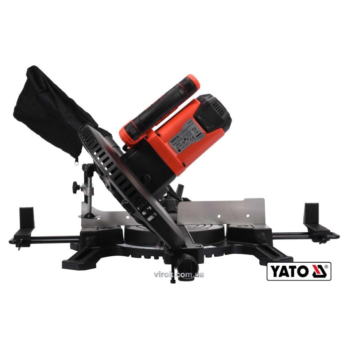 Пила торцовочная по дереву и металлу с лазером и протяжкой YATO YT-82174 1.8 кВт диск 255 x 25.4 мм