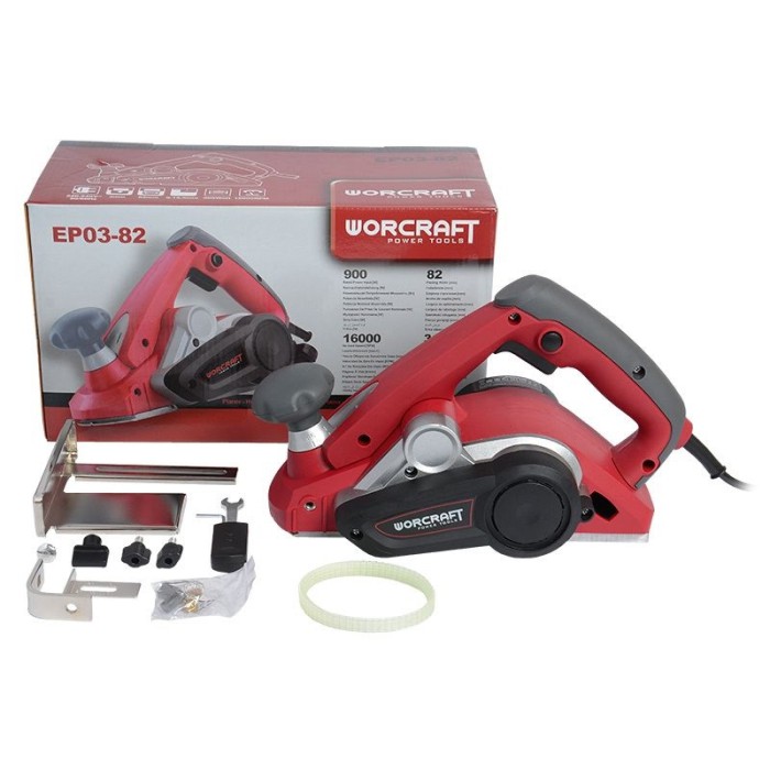Рубанок електричний Worcraft EP03-82, 900 Вт, 16000 об/хв ширина стругання 82 мм, глибина стругання 3 мм