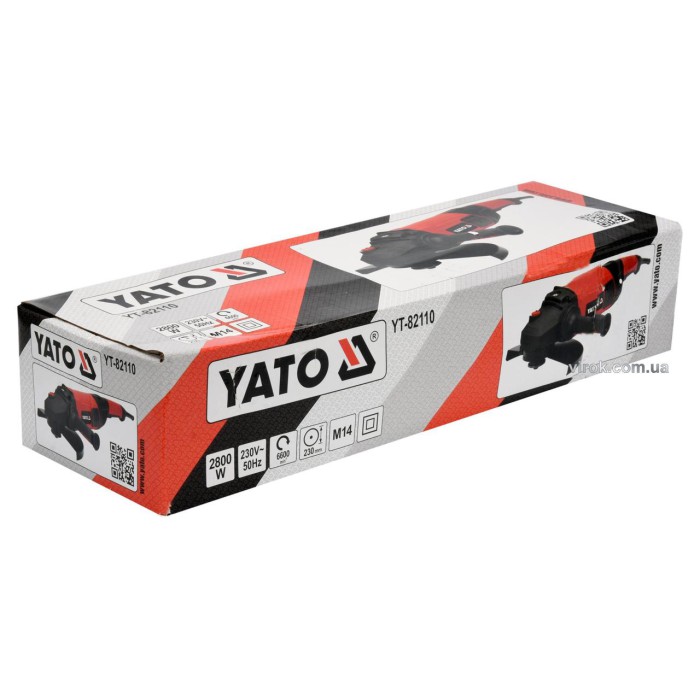 Шліфмашина кутова мережева YATO: P= 2800 Вт, Ø= 230 мм, 6600 об/хв [2/56]