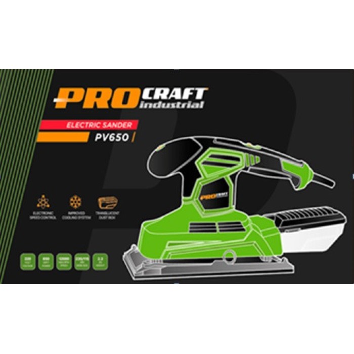 Вібраційна шліфмашина Procraft Industrial PV650, 650 Вт, (електронне регулювання швидкості) Вібраційна шліфмашина Procraft Industrial PV650, 650 Вт, (електронне регулювання швидкості)