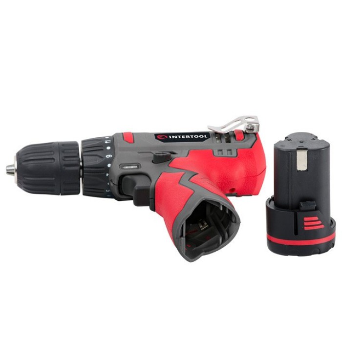 Шуруповерт акумуляторний INTERTOOL DT-0310, Li-Ion, 12В, 30 Нм, 1 акумулятор 1,3 Ач, швидкозатискний патрон