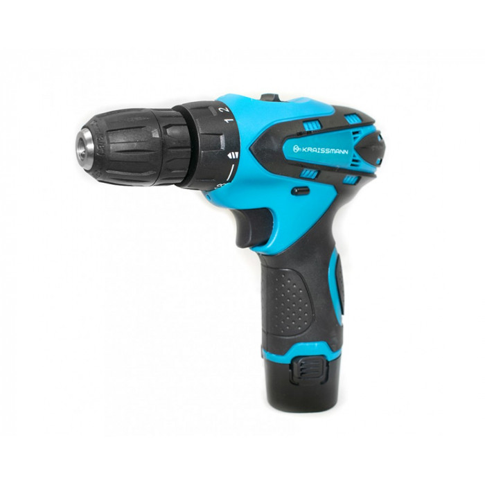 Шуруповерт акумуляторний KRAISSMANN 1500 ABS 12/2 Li, 12 В, 2 акк, 1.5 Ач, 1300 об/хв, 22 Нм, кейс, 2 режими