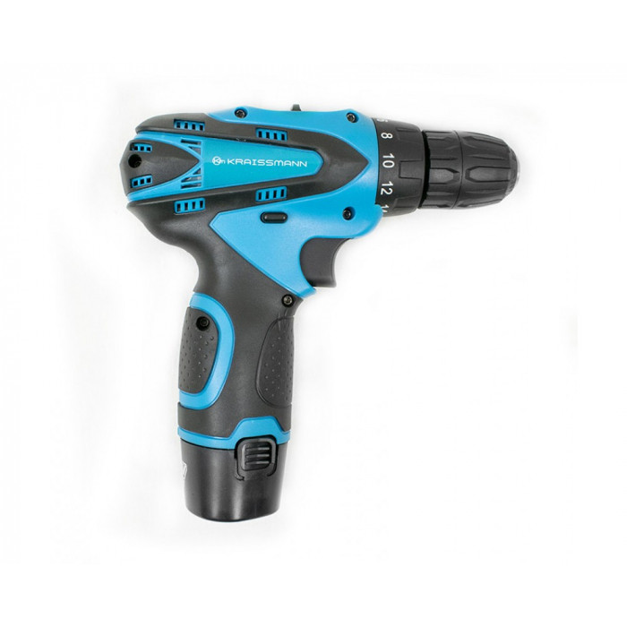 Шуруповерт акумуляторний KRAISSMANN 1500 ABS 12/2 Li, 12 В, 2 акк, 1.5 Ач, 1300 об/хв, 22 Нм, кейс, 2 режими