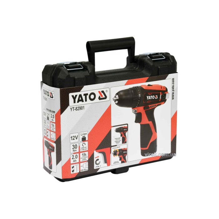 Шуруповерт акумуляторний YATO YT-82901 (Li-Ion 12 2 Аг 30 Нм 10 мм)