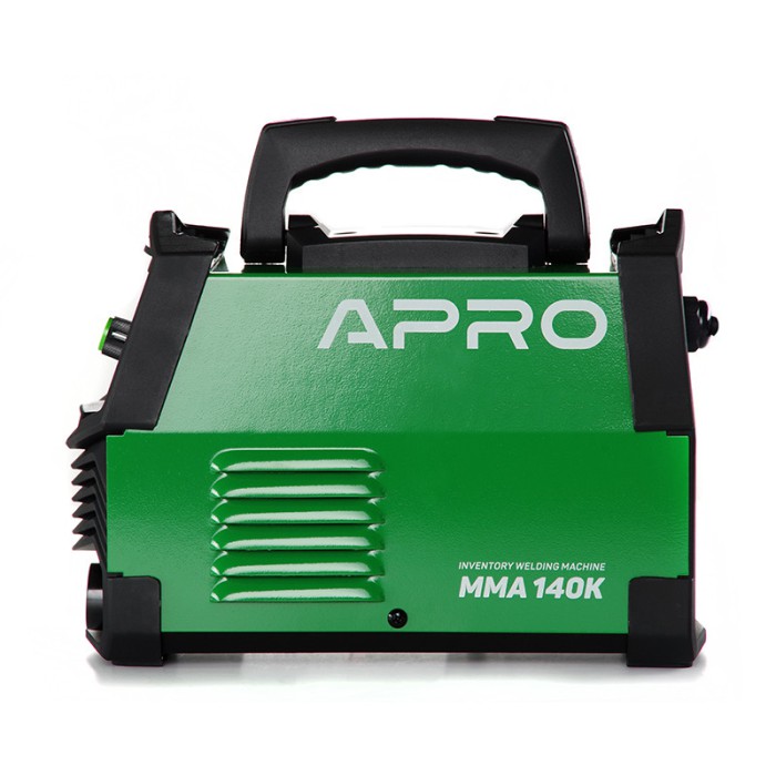 Зварювальний апарат інверторний APRO MMA-140 K, ел. 4мм, + набір кабелів, кейс