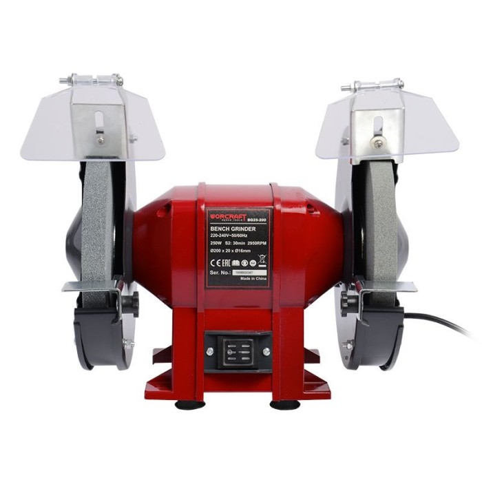 Точильний верстат Worcraft BG25-200, 250 Вт, 2950 об/хв, діаметр диска 200 мм, гарантія 24 міс