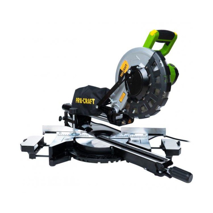 Пила торцювальна Procraft PGS256, 2000 Вт, 4500 об/хв, диск 255 мм, глибина різу 90 мм, лазер