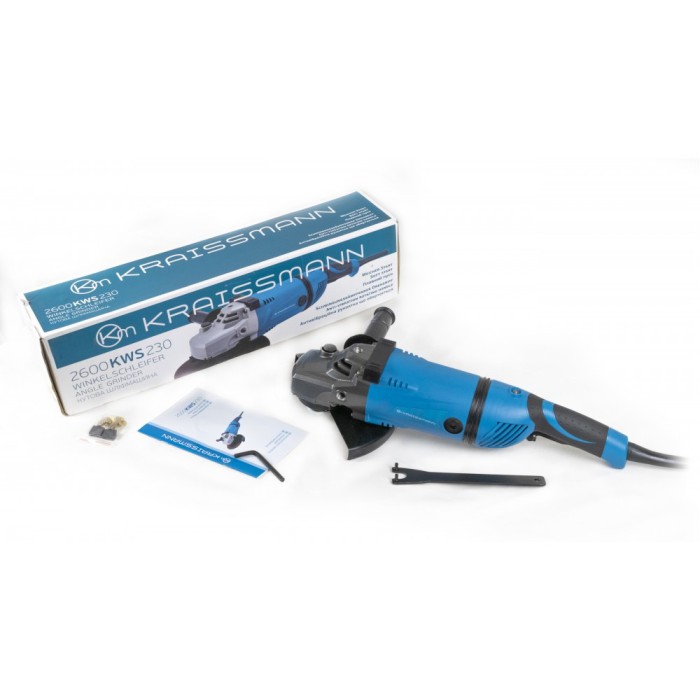 Кутова шліфувальна машина KRAISSMANN 2600 KWS 230 (230 мм, 2600 Вт, плавний пуск) Кутова шліфувальна машина KRAISSMANN 2600 KWS 230 (230 мм, 2600 Вт, плавний пуск)