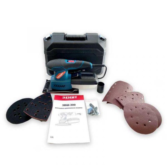 Вібраційна шліфмашина Зеніт ЗВШ-300 3в1, 300 Вт, 3 насадки, частота вібрації, хв-1 14000-24000