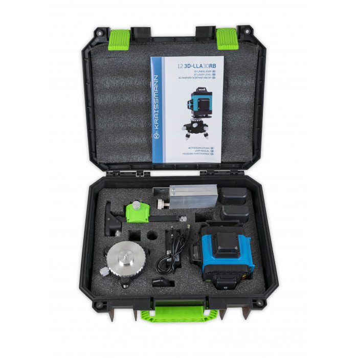 3D линейный лазерный нивелир KRAISSMANN 12 3D-LLA 30 RB (синий луч) Профессиональная линия