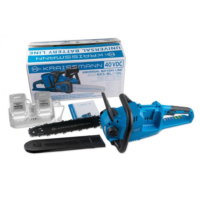 Акумуляторна ланцюгова пила KRAISSMANN 3502 AKS-BL 20UL, 40 В, без АКБ, шина 350, безщітковий двигун