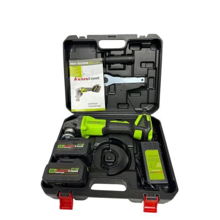 Акумуляторна кутова безщіткова шліфувальна машина (болгарка) Assistant МШУ 125/20 БЩ (2 АКБ 20В, 4 А*год, кейс) Акумуляторна кутова безщіткова шліфувальна машина (болгарка) Assistant МШУ 125/20 БЩ (2 АКБ 20В, 4 А*год, кейс)