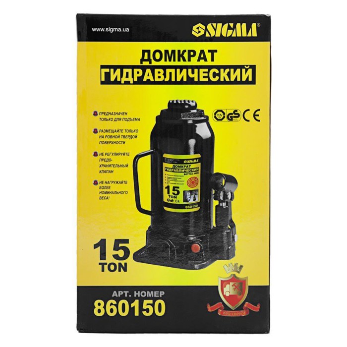 Домкрат гідравлічний пляшковий 15т H 230-460 мм SIGMA (6101151)