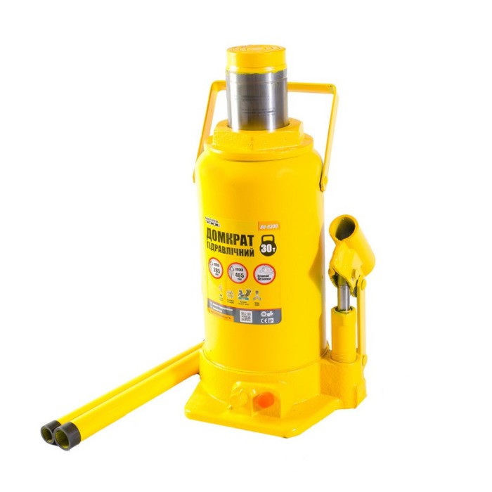 Домкрат гідравлічний пляшковий MasterTool 86-0300, 30 т, 285-465 мм